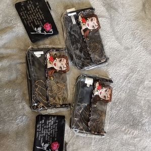 3 used Beauty and the Beast cosmetic bags